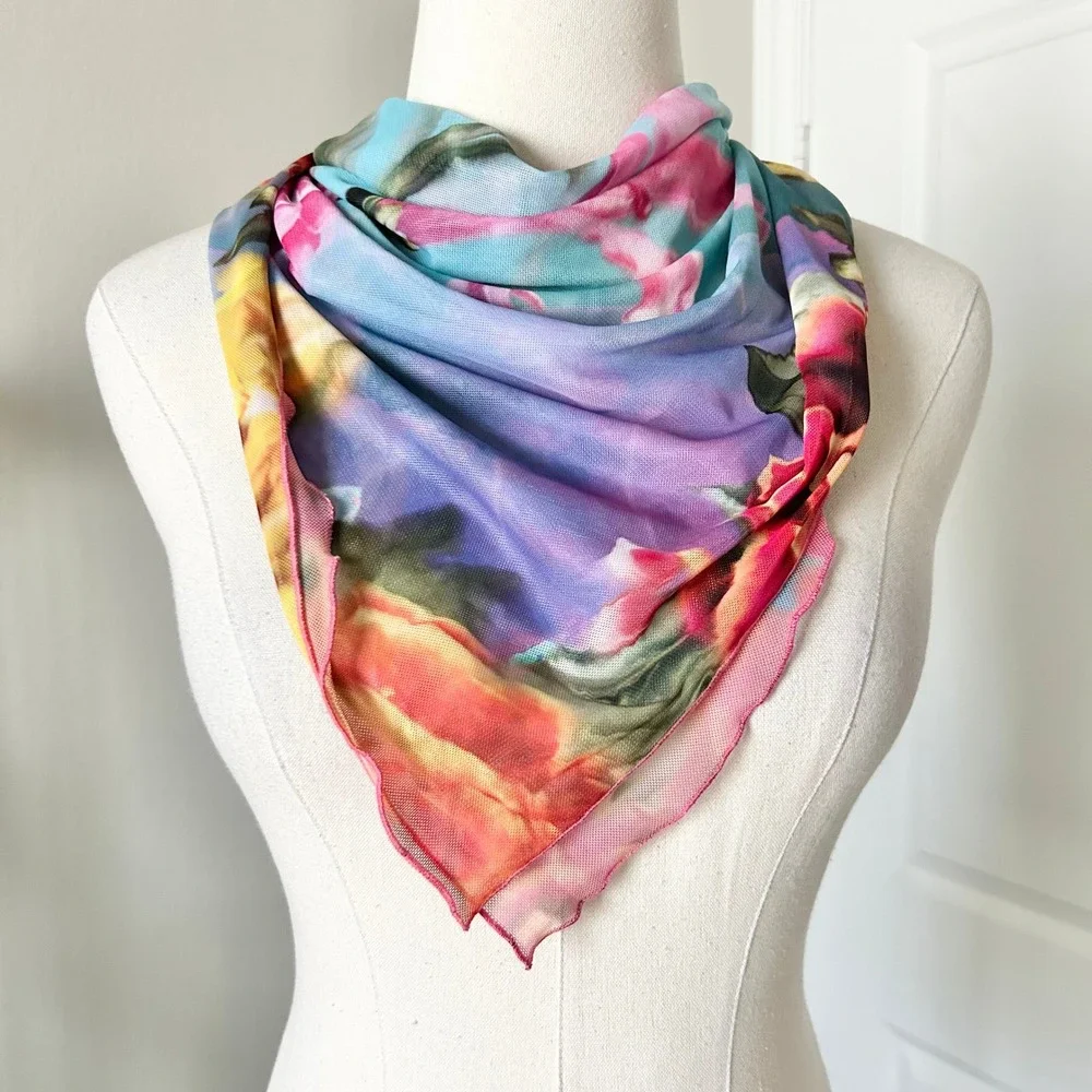 NEW Agua Bendita Scarf Lexi Mirage Floral Mesh Square OS
